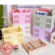KERANJANG LIPAT GAGANG SERBAGUNA / TEMPAT PENYIMPANAN SABUN KOSMETIK BUMBU DAPUR