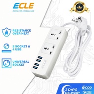 Hassanstore ECLE Power Strip Stop Kontak 2 Power Socket 3 Smart USB