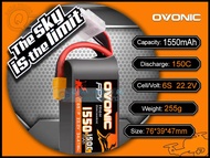 Pin Ovonic FPV 1550mAh 6S 150C 22.2V LiPo Battery XT60 Plug Dành cho máy bay điều khiển