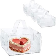 Hzzycaxli 7 x 7 x 4 Inches Clear Cake Boxes with Handles, 20 Pcs 5inch 6inch Transparent Bakery Boxe