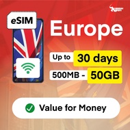 Unlimited【Europe ESIM】Unlimited Data ESIM【4G ESIM】【Unlimited Data】by SamuraiWiFi