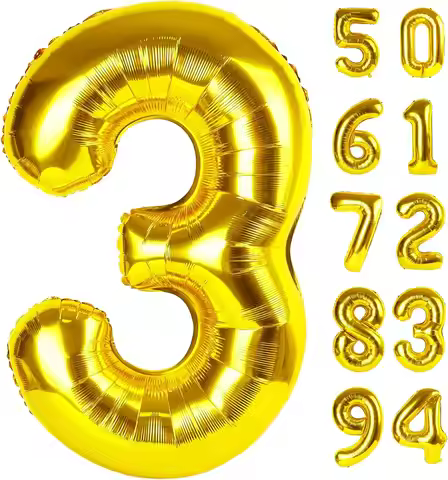 32 Inch Giant Gold Number Balloons 0-9 Foil Helium Balloon 2pcs Disco Birthday Party Decor New Year 