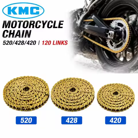 Original KMC 520 428 420 Motorcycle Chain 120 Links Gold Heavy Duty Drive Chain For Dirt Bike ATV Of