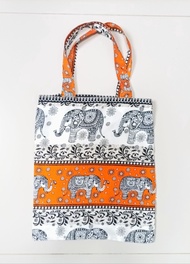 กระเป๋าผ้าช้าง(แท้) น่ารัก ผ้าสปันจ์เรยอน ขนาด 11.5x14 นิ้ว ผ้าไทย โรงงานตัดเย็บไทย