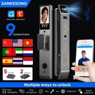 SANKESONG Tuya Smart 3D Face Door Lock with Security Camera Monitor Intelligent Fingerprint & Passwo