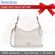 Women's Handbag In Gift Box coach Classic Laurel Small Shoulder Bag SV/White# CV1001