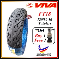 TAYAR VIVA TUBELESS TYRE FT18R 120/80-16 MODENAS V15 ( SCOOTER TIRE FT18 FT 18 TIUBLESS 16 INCH )