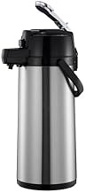 A-to-Z Supply ASLG325 Airpot, 2.5 Liter (84 oz.), 8-1/4" x 6-1/4" x 16-1/4"H, Glass Lined, Silver Le