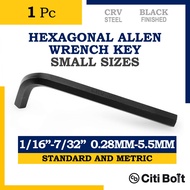 1pc Hexagonal Allen Wrench Key - Small Sizes / L-Key / Hex Key, 1/16"-7/32" 0.28MM-5.5MM, CITI BOLT