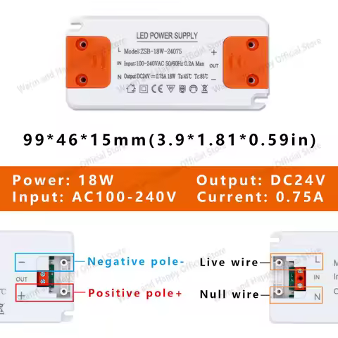 18W 24W 36W 60W 120W LED Lighting Transformer DC24V 0.75A 1A 1.5A 2.5A 5A Power Driver Suitable for 