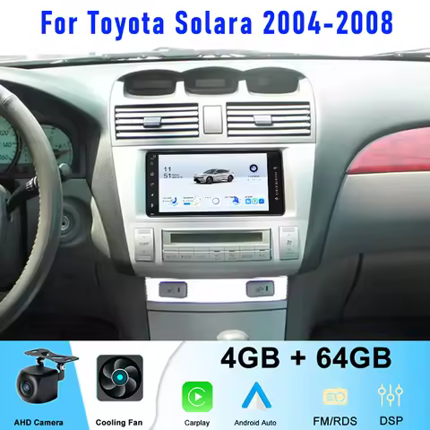 7'' 4-64GB For Toyota Solara 2004-2008 Car Radio Wireless Apple CarPlay Android 15 Auto Head Unit FM