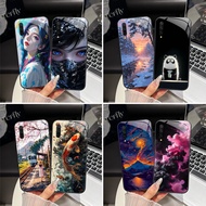 For Xiaomi Mi CC9 Mi 9 Lite CC9E Tempered Glass Phone Case Wonderful Sunset Sky Mask Girl Shockproof