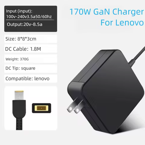 20V 8.5A 170W GaN Power Adapter For Lenovo Laptop Charger Legion 5 Y7000P Y720-15 P50 P51 P70 P71 W5