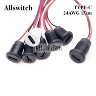 USB Type-C Socket with Wire 15cm 24AWG Waterproof USB Connector 2A Charging Interface with Welding W