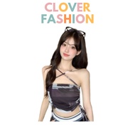 CF Tanktop Cross Neck Strap Fashion CropTop Women Korean Sexy Outwear Gradient Color BR087