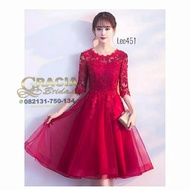 midi dress brokat merah gaun pesta gracia bridal