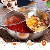 Two Stainless Steel Hot Pot 26cm-28cm-30cm Induction Cooker Cooking Compartment With Glass Lid