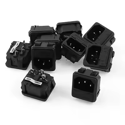 10 Pcs AC 250V 10A Panel Mount IEC 320 C14 Inlet Socket Adapter w Fuse Holder