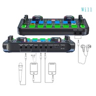 Will Live Sound Card Sound Board for Microphone Karaoke Live Streaming Recording