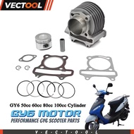 GY6 125/ Kymco Super 8 125 CYLINDER BLOCK COMPLETE WITH PISTON KIT TOP GASKET C110 GY6-125 52.4mm
