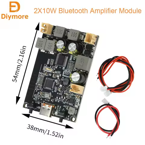 DC 5V TWS Digital Stereo Audio Bluetooth Amplifier Module 2X10W Dual Channel Bass Enhancement Algori