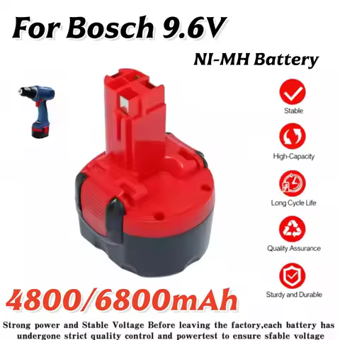 Rechargeable Battery for Bosch BAT048 9.6V NI-MH 4800mAh Cordless Tools Battery for Bosch BAT100 BAT