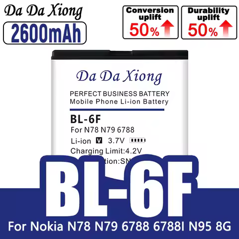 DaDaXiong 2600mAh New BL-6F Battery For Nokia 6788 N78 N79 N95(8G) 6788i Battery 6F BL6F Replacement