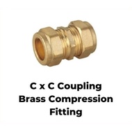 C x C Coupling Socket Brass Compression Fitting MM Size 15mm, 22mm, 28mm