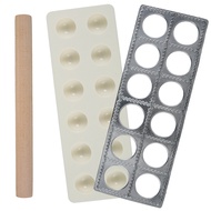 Aluminum Alloy Ravioli Maker 12 Holes Ravioli Tray Dumpling Mold Set with Rolling Pin Homemade Ravio