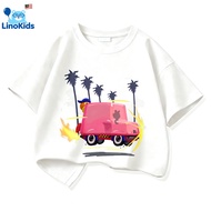 Linokids Diddy Kong Kereta Kartun Merah Jambu Berapi Cetak DTG T-Shirt Kanak-Kanak