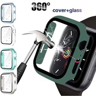 For Apple Watch Series 3 2 1 38mm 42mm 6 5 4 SE 40mm 44mm Tempered Glass Film+Hard PC Watch Case For Apple Watch Series 9 8 7 41mm 45mm Anti Scratch Watch Shell Screen Protector