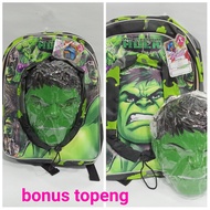 Hulk bonus Mask Children's Bag - School backpack Kindergarten Elementary School backpack marvel avenger hulek Character