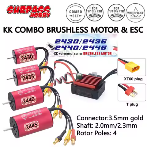 SURPASSHOBBY KK Combo 2430 2435 2440 2445 Brushless Motor 25A 35A ESC for Traxxas HSP Wltoys 1/16 1/