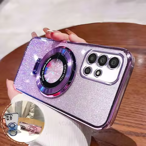 A 51 71 31 Glitter Plating Holder Silicone Case For Samsung Galaxy A51 A71 4g A31 A12 A22 5g A50 M32