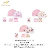 Bebe Favour 4Pc Knot Hat & Socks Set BP73582/BP73583/BP73584