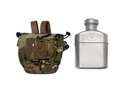 Valtcan Titanium Canteen Military Water Bottle with Carry Case 1100ml 37oz Capacity