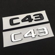 3D ABS Chrome Black C 43 Logo C43 Emblem Letters Sticker Car Trunk Badge Decal For Mercedes C43 AMG 