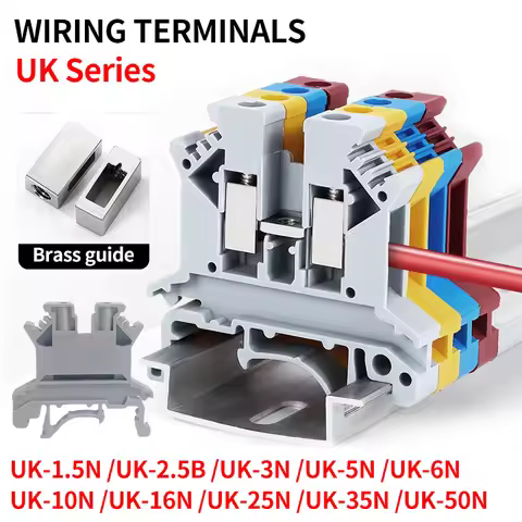 UK1.5N/2.5B/3N/5N/6N/10N/16N/25N/35N/50N Terminal Block Screw Clamp Connector DIN Rail Universal Bra