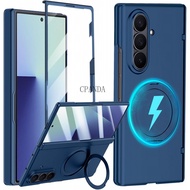 for Samsung Galaxy Z Fold 7 Case with Ring Stand, Z Fold 7 Magnetic Case Screen Protector Hinge Cove