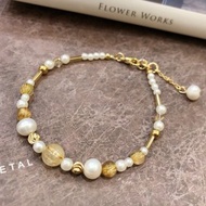 PUREST HOME 財富女神 金髮晶/水晶/天然石/珍珠 招財手鍊