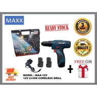 MAXX MAX-12V LI-ION CORDLESS DRILL , 12V BATTERY DRILL