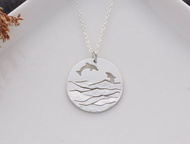ni.kou 純銀 海豚 波浪 動物 墜飾 項鍊