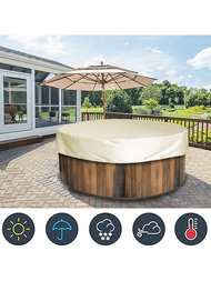 1 Pc Outdoor Round Waterproof Bathtub Cover, Made Of 190D Silver Coated Taffeta Fabric, Frost Proof,