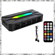 [I O J E] Dual Ten-Way ARGB Controller Computer Cooling Chassis Fan PWM Temperature Control Hub 5V 3