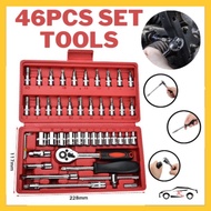 46pcs Chrome Vanadium Socket Set Tool Box Set Ratchet Spanner Wrench Set