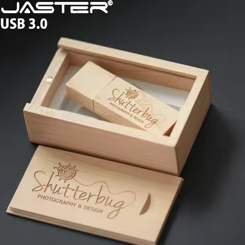 JASTER Wooden High Speed USB 3.0 Flash Drives 128GB Free Custom Logo Pen Drive Walnut Gift Box Creat
