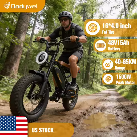 1500W Peak Electric Bike for Adults 48V 15.6AH off road E-Bike 31 MPH Electric Bicycle 16x4" Fat Tir