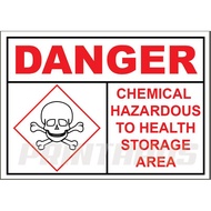 Danger Chemical Hazardous To Health Storage Area Sticker A3 Bahaya Sticker Sign Sticker Office Stick