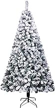 Redsun 6FT Snow Flocked Hinged Artificial Christmas Pine Tree,Realistic Xmas Tree with Metal Stand,Fluffed Artificial Xmas Tree The New