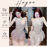 HT549 Bodysuit cup v1 little flower with FRAME with PADDING, cosplay lingerie with stocking clip HT5